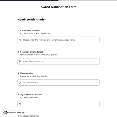 Award Nomination Form