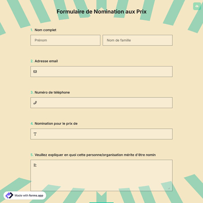 Formulaire de Nomination aux Prix