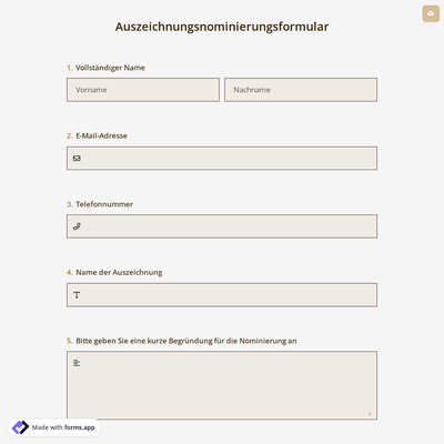 Auszeichnungsnominierungsformular