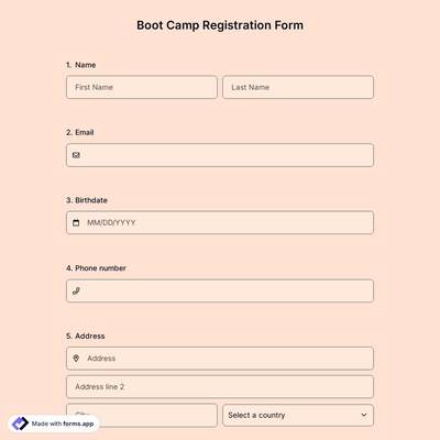 Boot Camp Registration Form