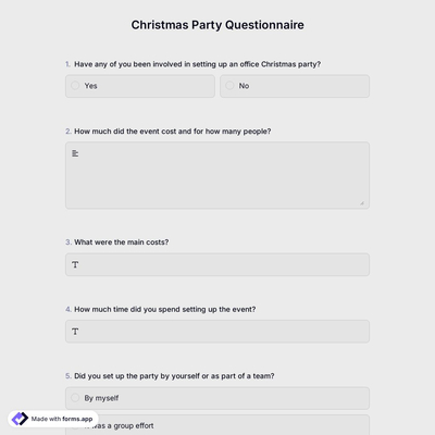 Christmas Party Questionnaire 