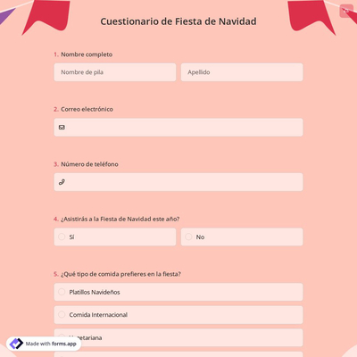 Cuestionario de Fiesta de Navidad