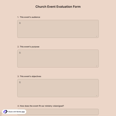 Church Event Evaluation Form 