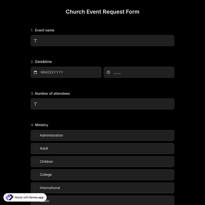 Church Event Request Form 