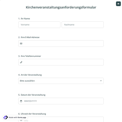 Kirchenveranstaltungsanforderungsformular