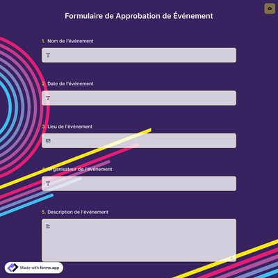 Formulaire de Approbation de Événement