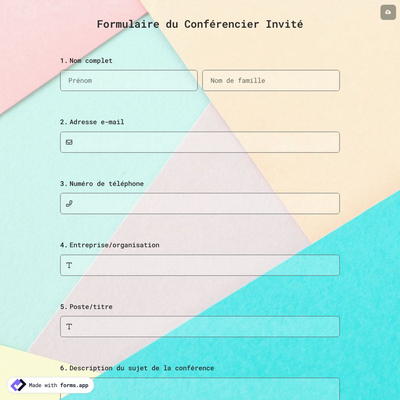 Formulaire du Conférencier Invité