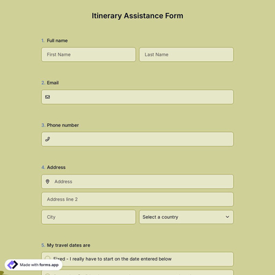 Itinerary Assistance Form 