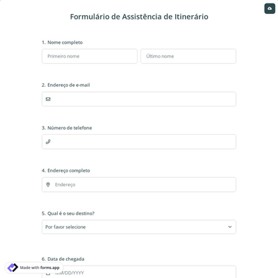 Formulário de Assistência de Itinerário