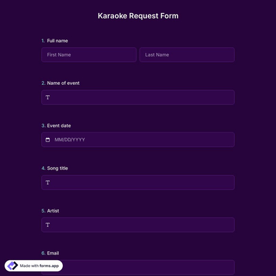 Karaoke Request Form