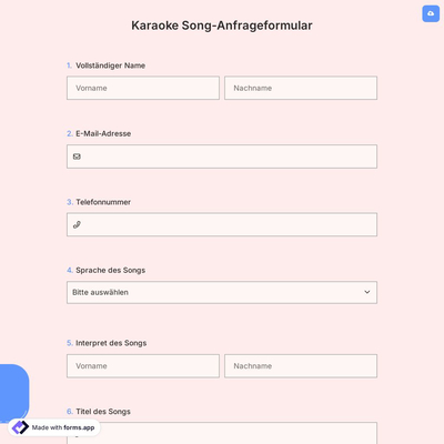 Karaoke Song-Anfrageformular