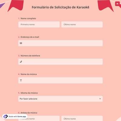 Formulário de Solicitação de Karaokê