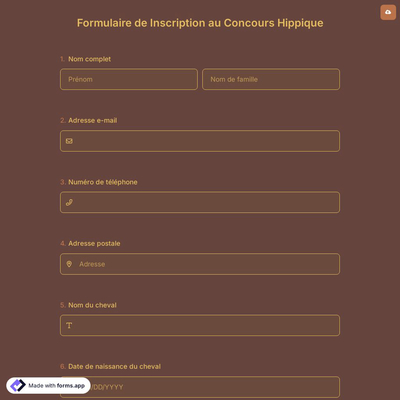 Formulaire de Inscription au Concours Hippique