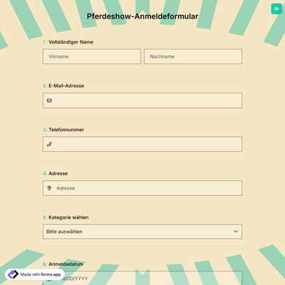 Pferdeshow-Anmeldeformular