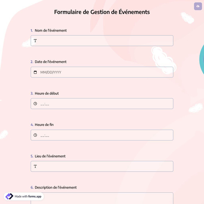 Formulaire de Gestion de Événements
