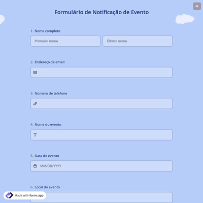 Formulário de Notificação de Evento