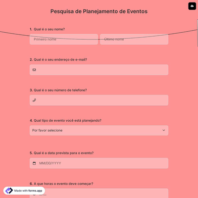 Pesquisa de Planejamento de Eventos