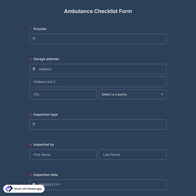 Ambulance Checklist Form