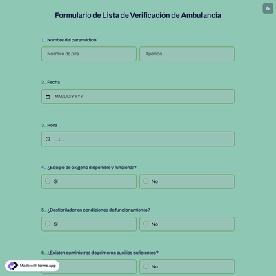 Formulario de Lista de Verificación de Ambulancia