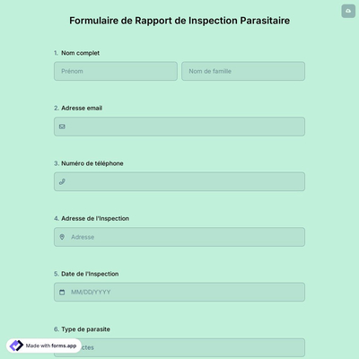 Formulaire de Rapport de Inspection Parasitaire