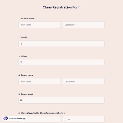Chess Registration Form