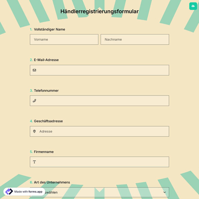 Händlerregistrierungsformular