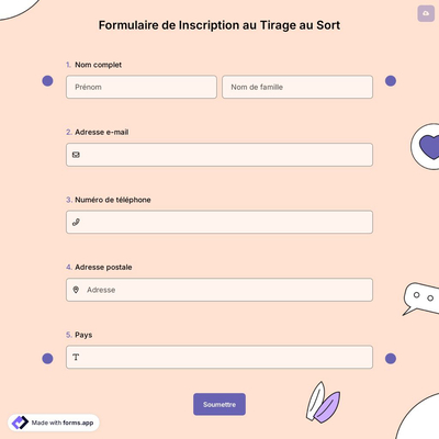 Formulaire de Inscription au Tirage au Sort