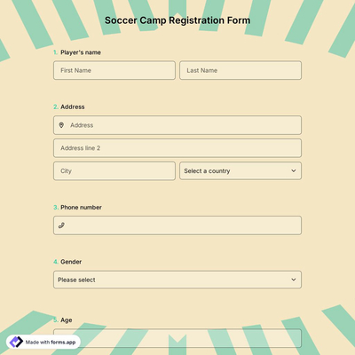Soccer Camp Registration Form