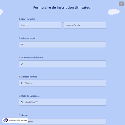 Formulaire de Inscription Utilisateur