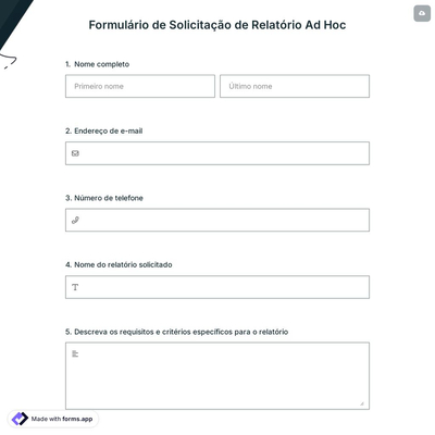 Formulário de Solicitação de Relatório Ad Hoc