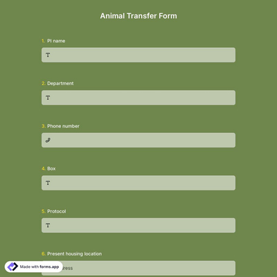 Animal Transfer Form
