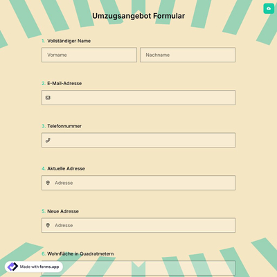 Umzugsangebot Formular