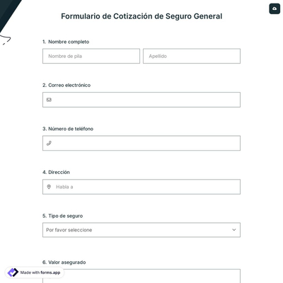 Formulario de Cotización de Seguro General