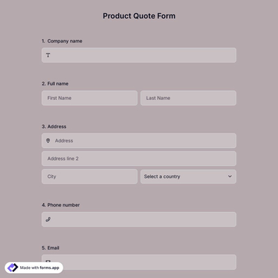 Product Quote Form
