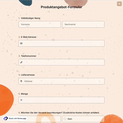 Produktangebot-Formular