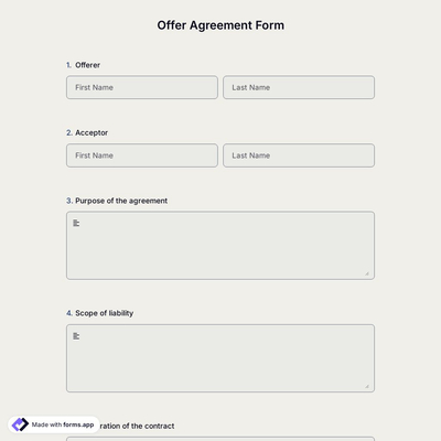 Offer Agreement Form