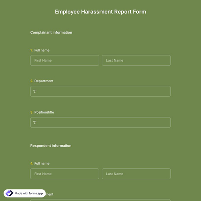 Employee Harassment Report Form