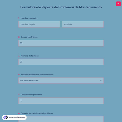 Formulario de Reporte de Problemas de Mantenimiento