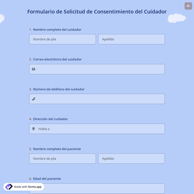Formulario de Solicitud de Consentimiento del Cuidador