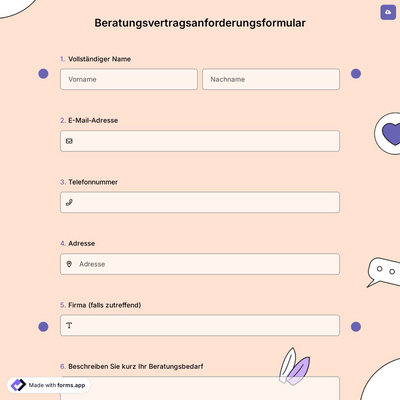Beratungsvertragsanforderungsformular
