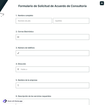 Formulario de Solicitud de Acuerdo de Consultoría