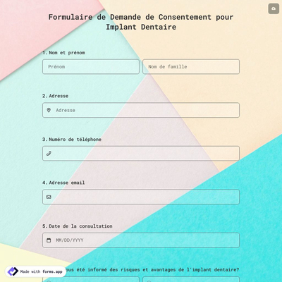Formulaire de Demande de Consentement pour Implant Dentaire