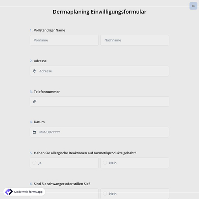 Dermaplaning Einwilligungsformular