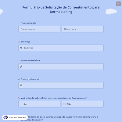 Formulário de Solicitação de Consentimento para Dermaplaning