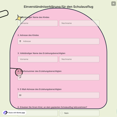 Einverständniserklärung für den Schulausflug