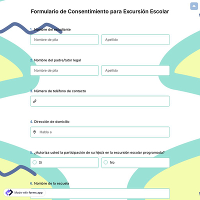 Formulario de Consentimiento para Excursión Escolar