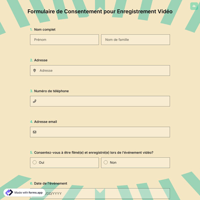 Formulaire de Consentement pour Enregistrement Vidéo