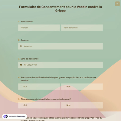 Formulaire de Consentement pour le Vaccin contre la Grippe