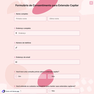 Formulário de Consentimento para Extensão Capilar