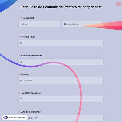 Formulaire de Demande de Prestataire Indépendant